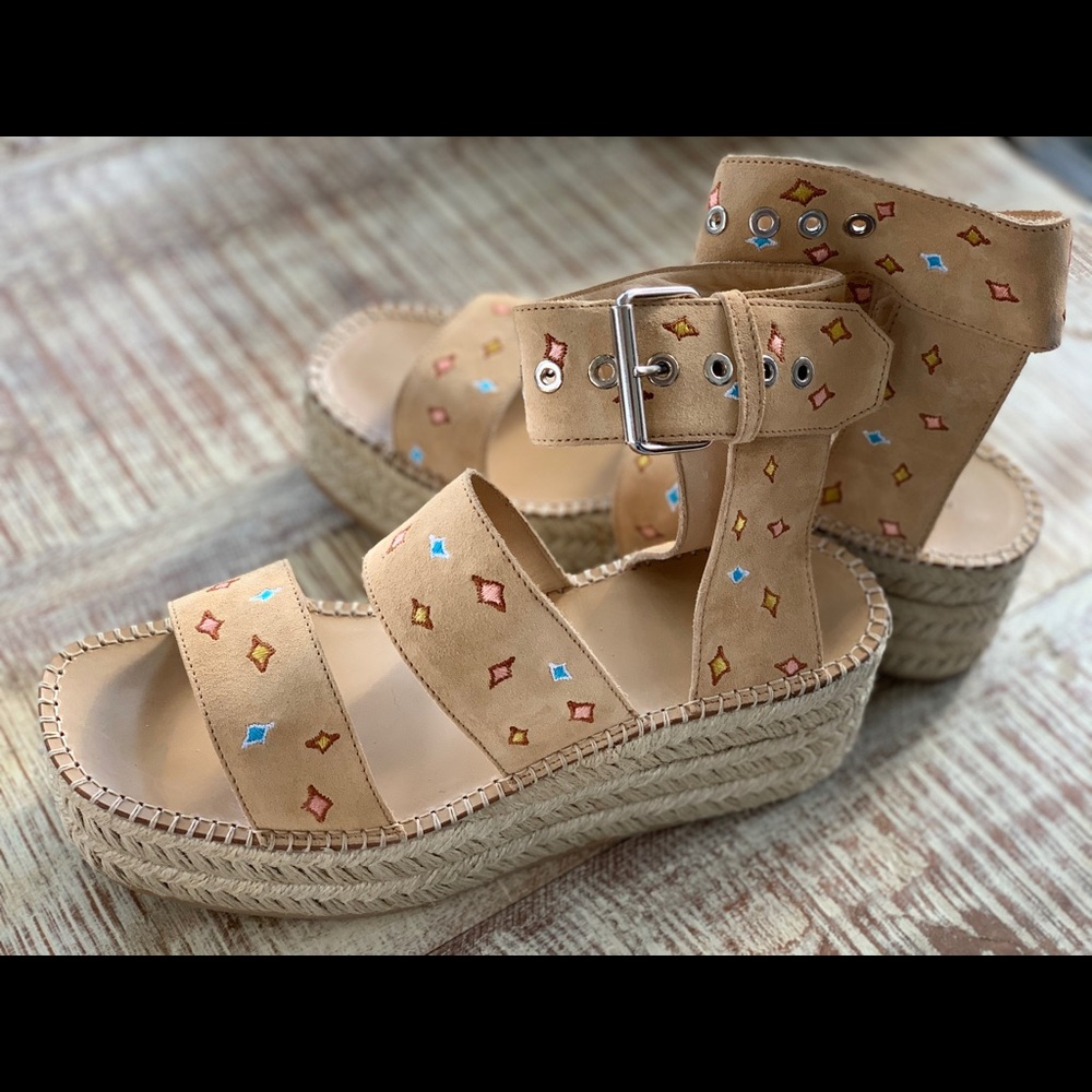 Comme des Garçons stitched suede wedges